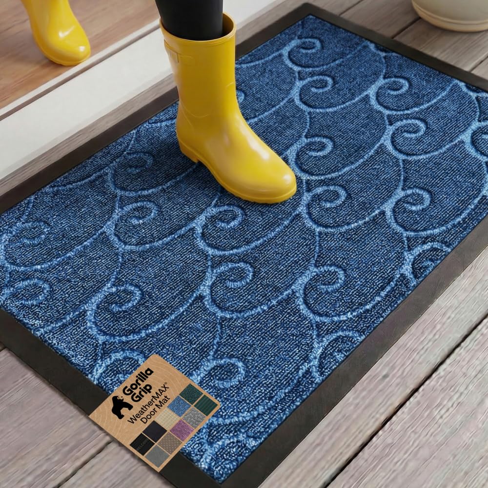 GORILLA GRIP WeatherMAX doormat with deep grooves traps dirt and moisture at entryways.