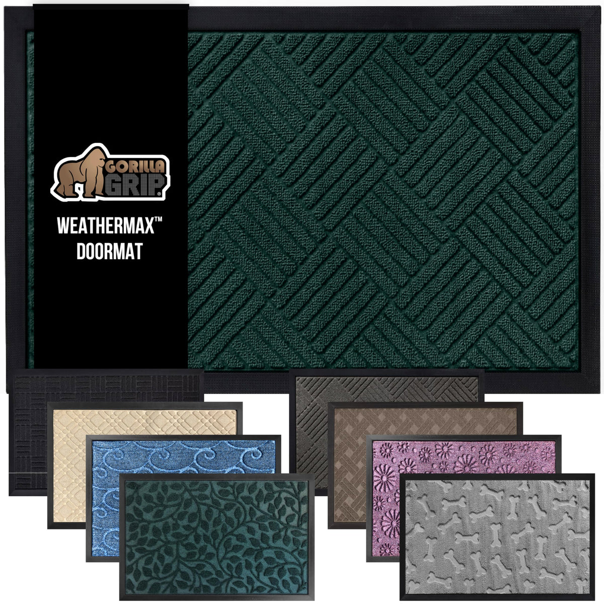 GORILLA GRIP WeatherMAX doormat with deep grooves traps dirt and moisture at entryways