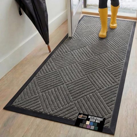 GORILLA GRIP WeatherMAX doormat with diamond gray weave for dirt control