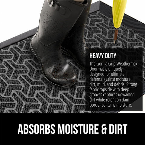 Gorilla Grip WeatherMAX doormat captures dirt and moisture at entry.