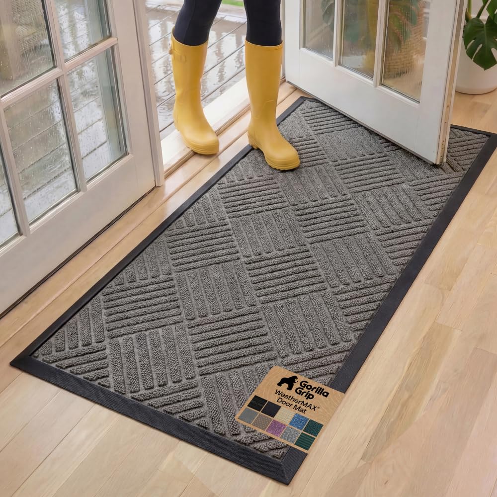Gorilla Grip WeatherMAX doormat dirt capture helps entryways stay clean