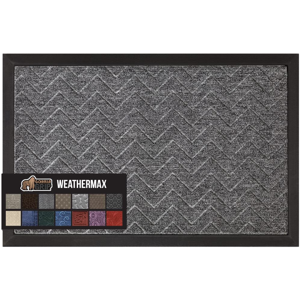 Gorilla Grip WeatherMAX doormat at the front door captures dirt and moisture.