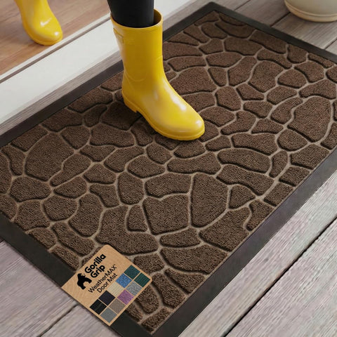 Gorilla Grip WeatherMax doormat front view with rugged top for dirt and moisture capture.