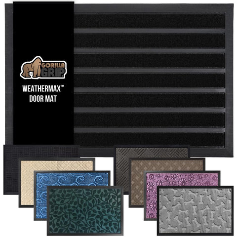 GORILLA GRIP WeatherMAX doormat front view highlights low-profile durability for busy entrances.