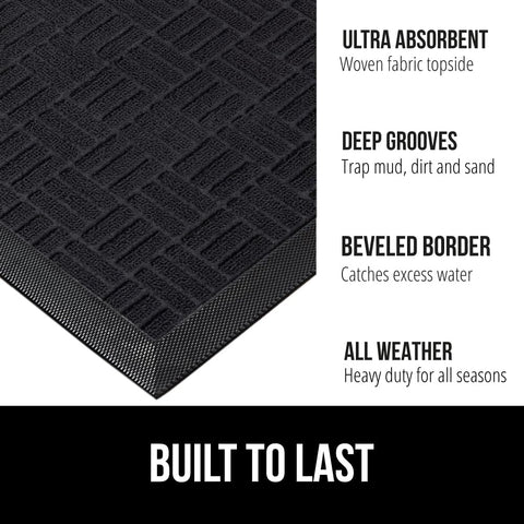 Gorilla Grip WeatherMAX doormat close-up on grooved topside for debris grip