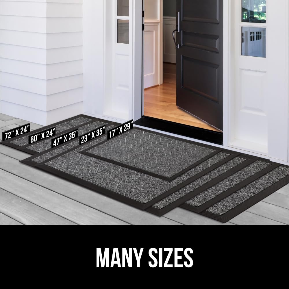 Gorilla Grip WeatherMAX doormat cleans easily after muddy shoes.