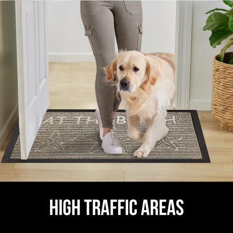 Gorilla Grip WeatherMAX doormat low-profile 0.3 inch fits under doors.