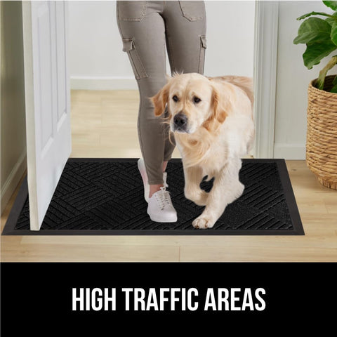 Low-profile WeatherMAX doormat with 0.3 inch thickness for smooth door clearance