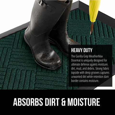 GORILLA GRIP WeatherMAX doormat backed by durable natural rubber for secure placement