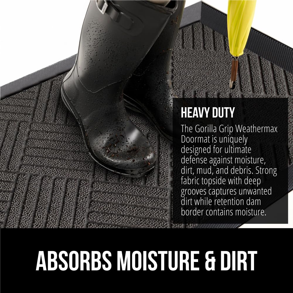 GORILLA GRIP WeatherMAX doormat natural rubber backing for durability