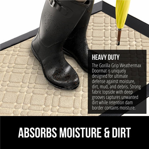 GORILLA GRIP WeatherMAX natural rubber backing adds durability for busy entrances.