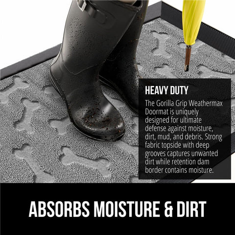 GORILLA GRIP WeatherMAX natural rubber backing for secure, tear-resistant footing