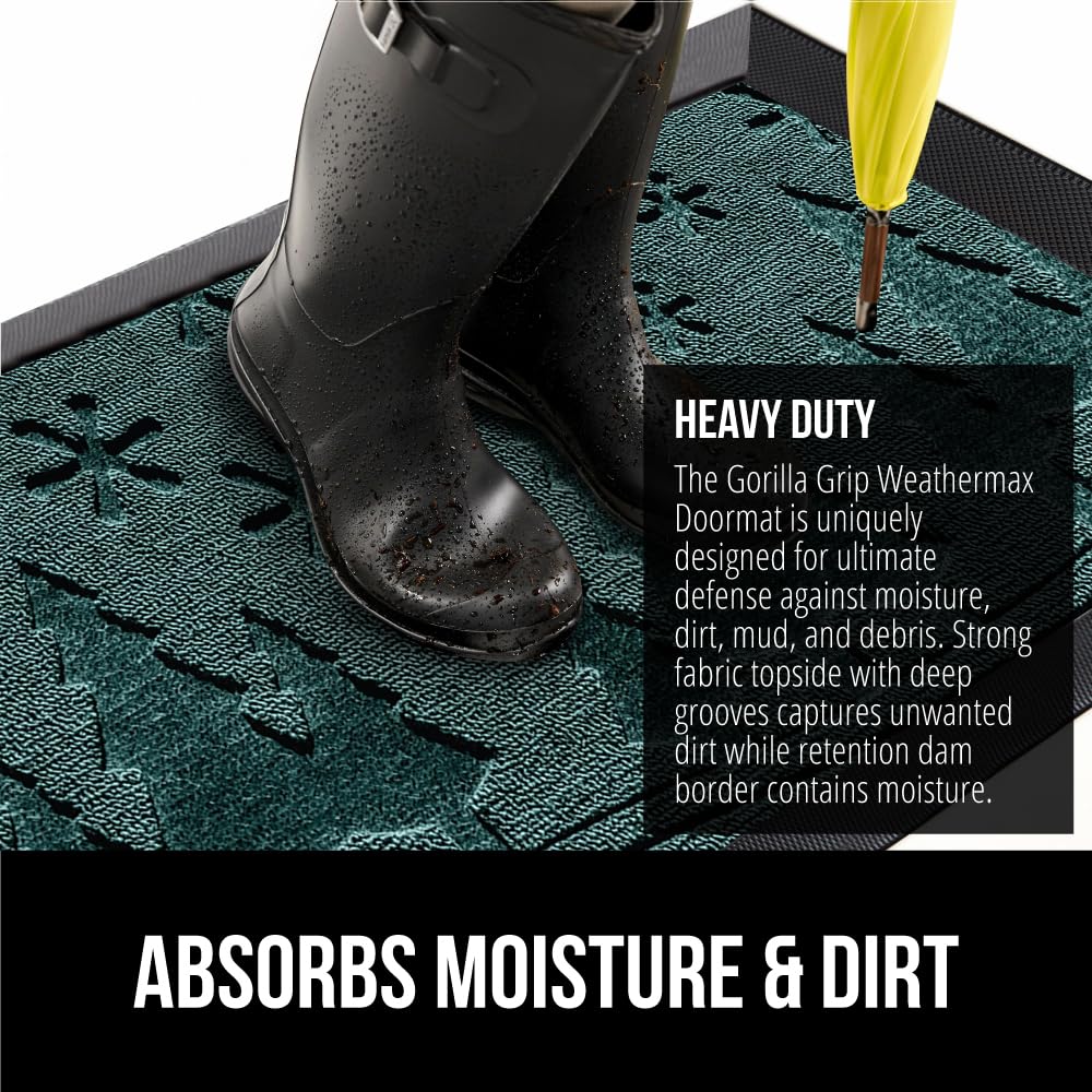 GORILLA GRIP WeatherMAX doormat natural rubber backing durable traction