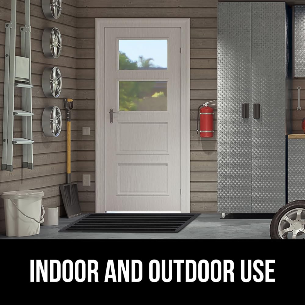 GORILLA GRIP WeatherMAX doormat textured border emphasizes rugged construction.