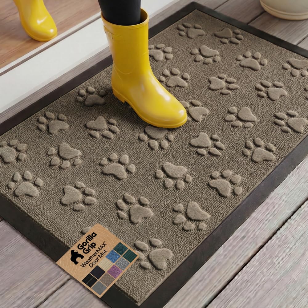 GORILLA GRIP WeatherMAX doormat top view shows a rugged surface resistant to stains.