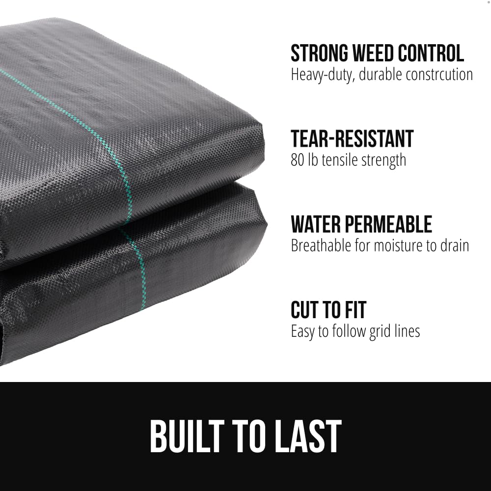GORILLA GRIP heavy-duty woven polypropylene blocks weeds while letting water through.