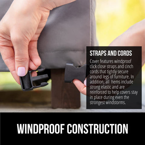 Gorilla Grip windproof straps secure the cover around chair legs