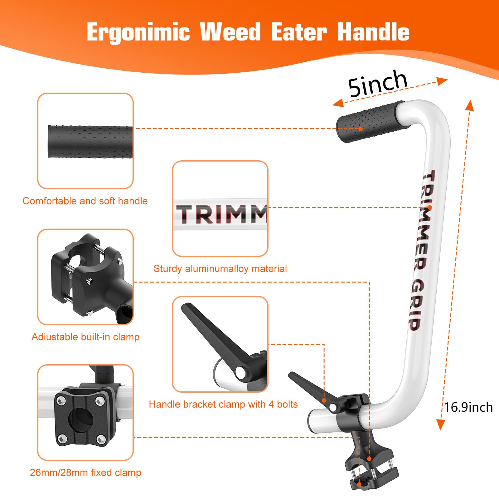 GOSDENG weed eater handle side view offers balanced grip for extended mowing sessions