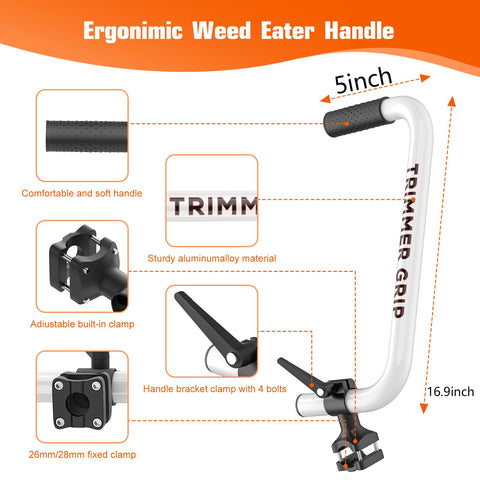 GOSDENG weed eater handle side view offers balanced grip for extended mowing sessions
