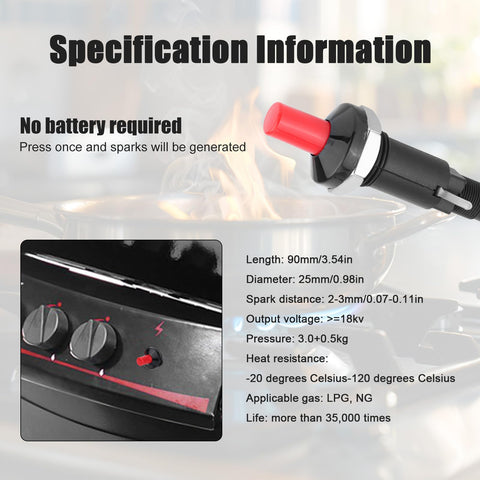 Gosknor piezo spark igniter red body enables quick ignition.