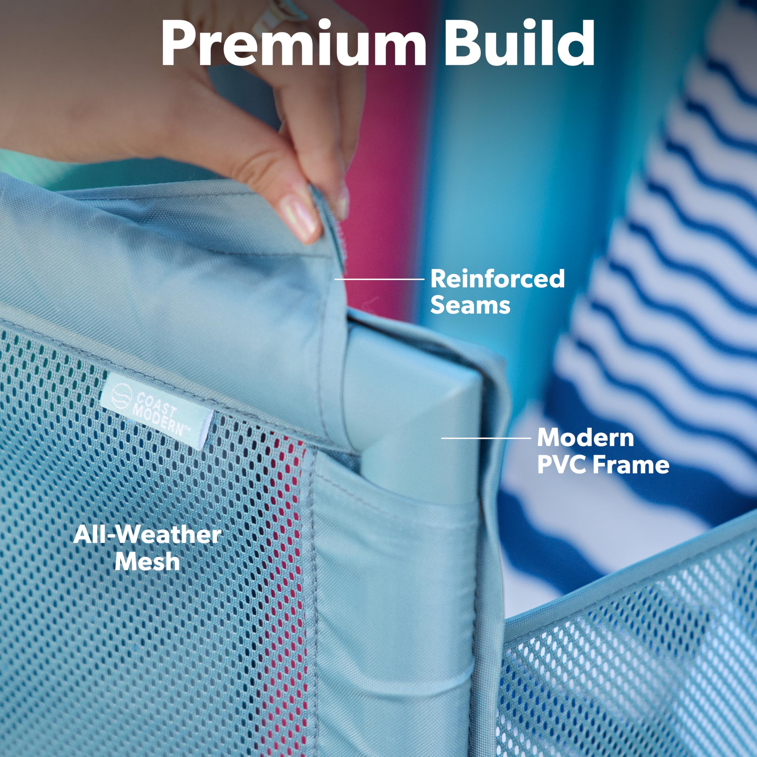 GoSports Coast Modern divider keeps tall items secure inside the storage bin.