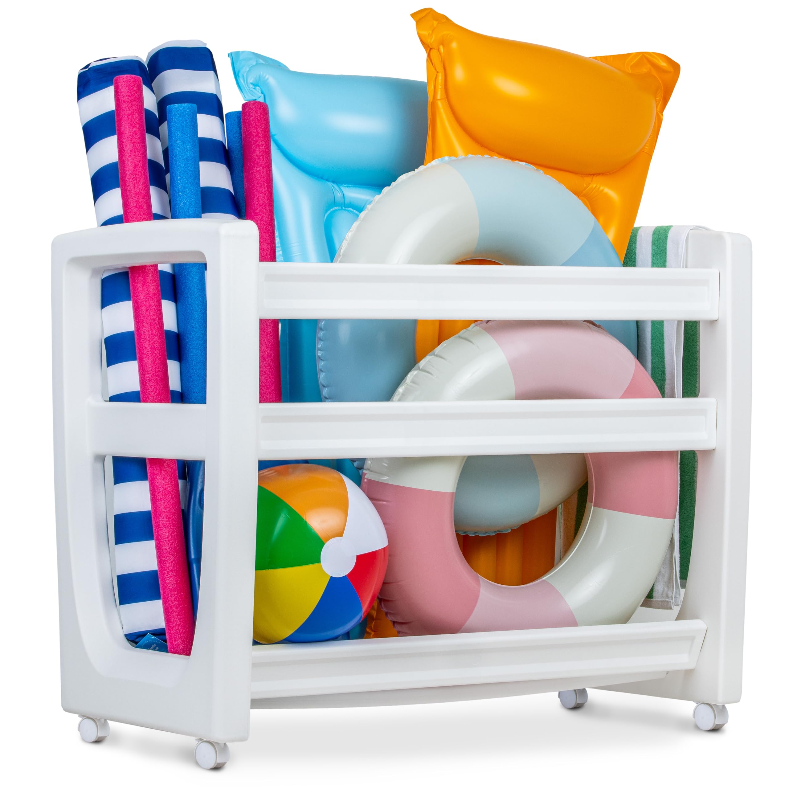 GoSports Coast Modern pool storage bin front view keeps floats organized and dry