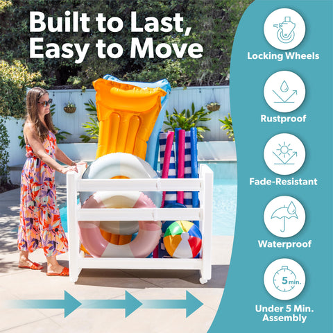 GoSports Coast Modern pool storage bin rear view showing secure storage