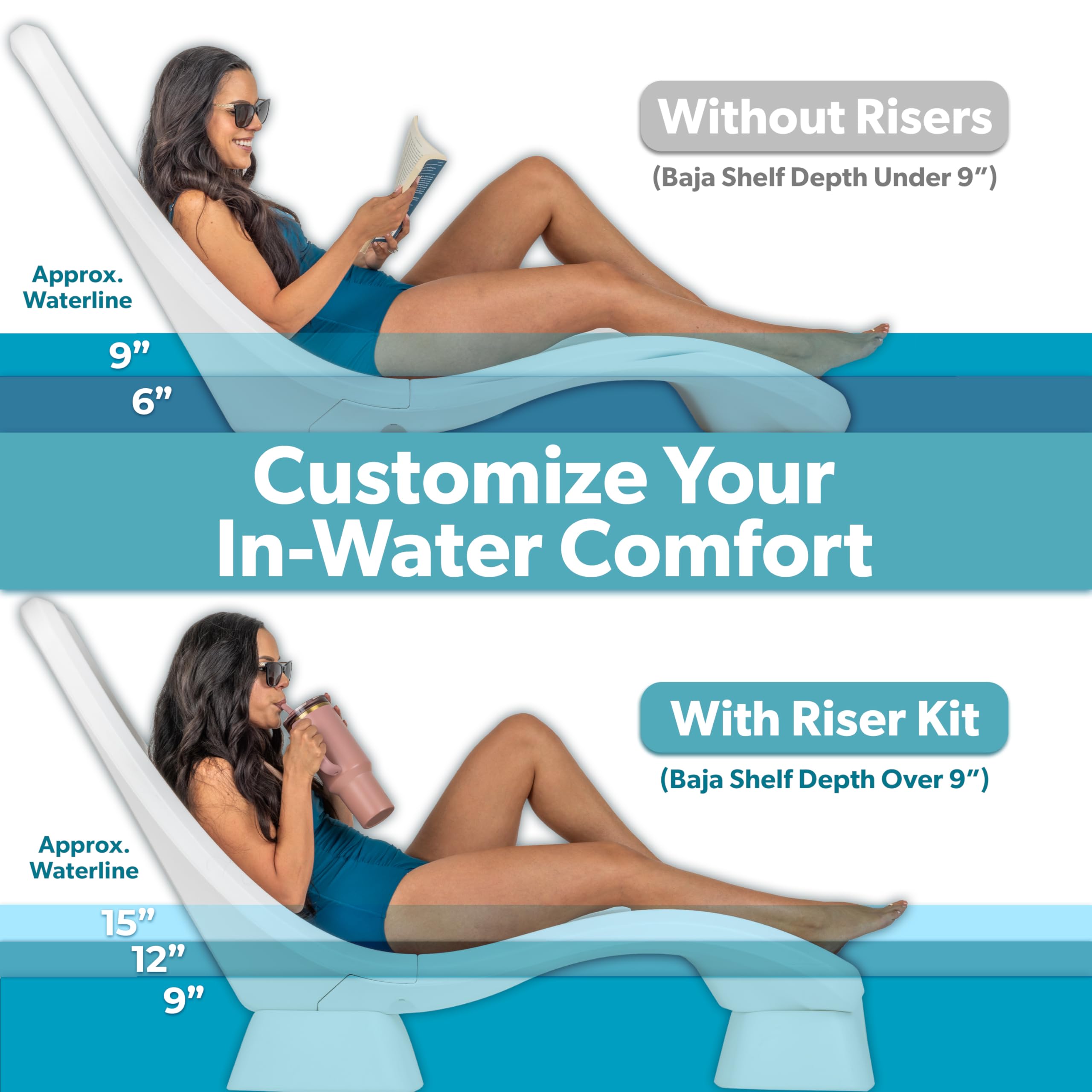 GoSports Coast Modern Riser Kit depth-baja-shelves raises seat height for deeper shelves.