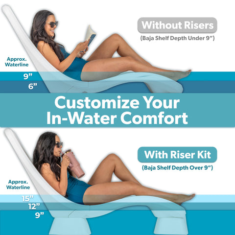 GoSports Coast Modern Riser Kit depth-baja-shelves raises seat height for deeper shelves.
