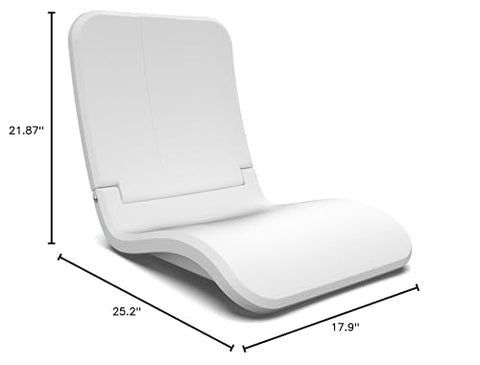 GoSports poolside chair unfolded on deck, offering lounge-ready back support.