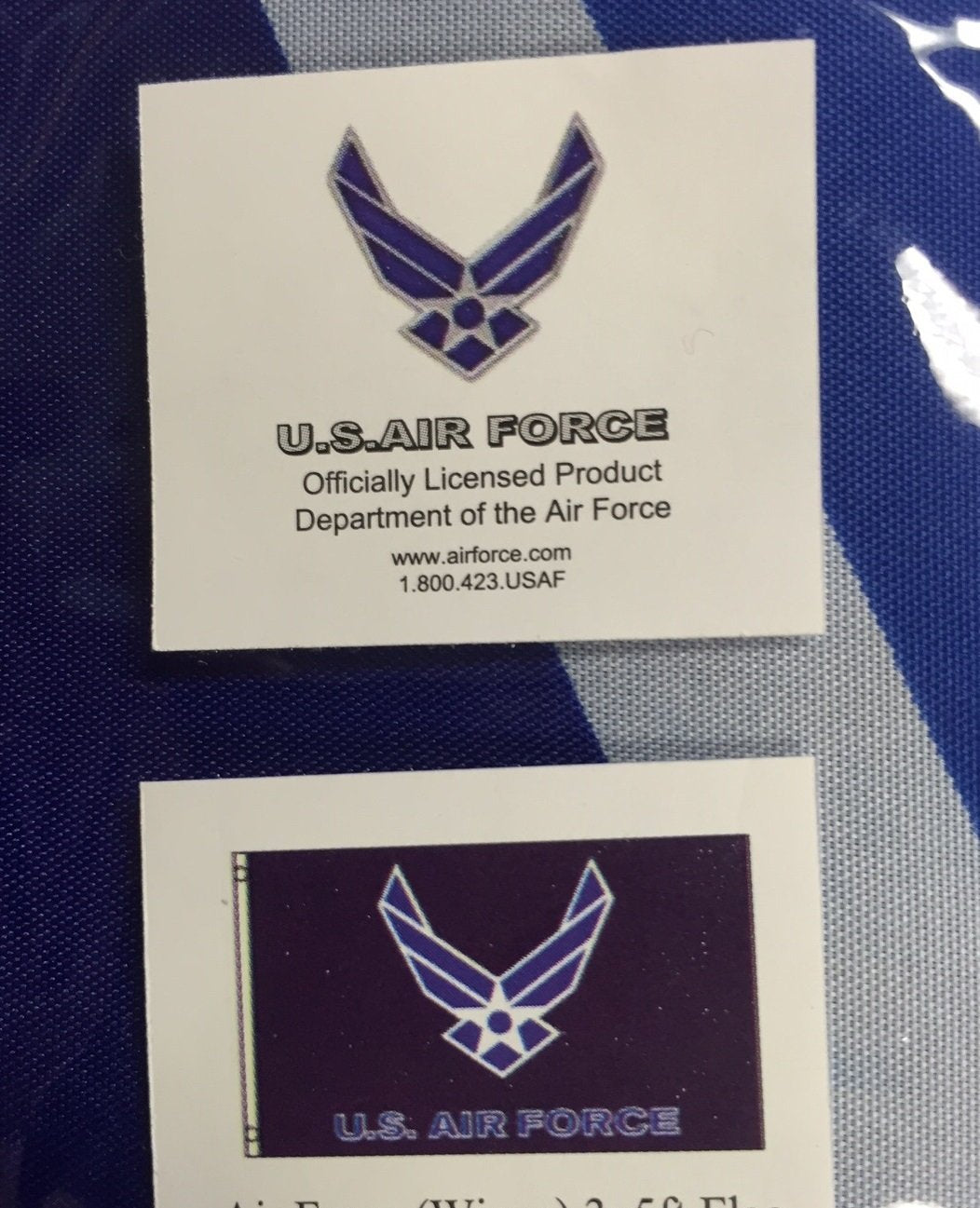 GOSSENIF US Air Force Wings flag 3x5 header and grommets enable easy hanging.