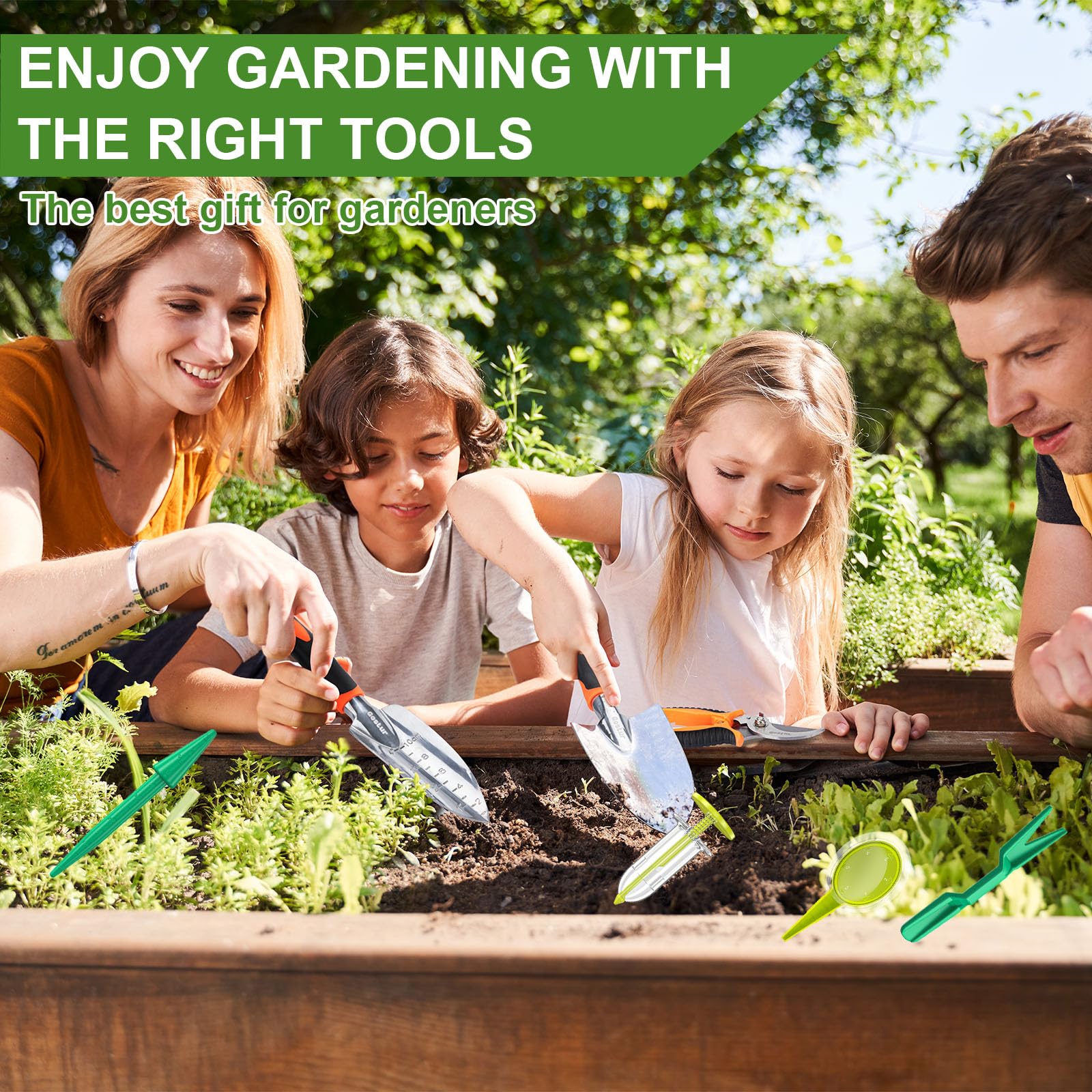 Gostur garden hand tool set ideal for flowers, vegetables, and herbs.