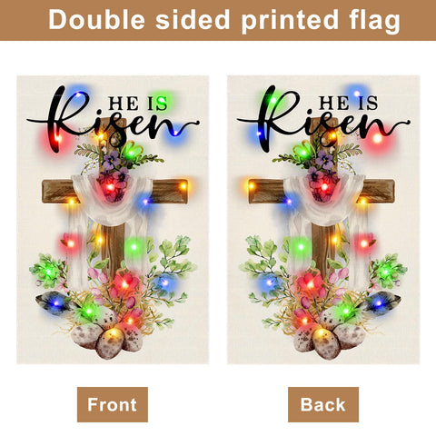 Gosuoa 12x18 inch yard flag withstands outdoor use.
