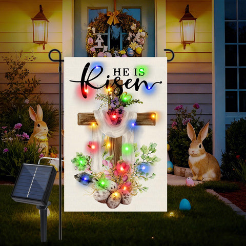 Gosuoa Easter cross floral design flag adds meaningful decoration for garden spaces.