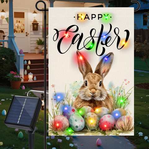 Gosuoa Easter flag front view with bunny motif and bright colors.