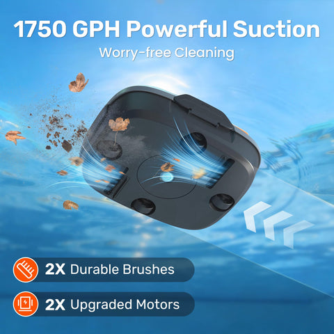 Gosvor cordless pool cleaner delivers up to 1750 GPH suction for thorough cleaning