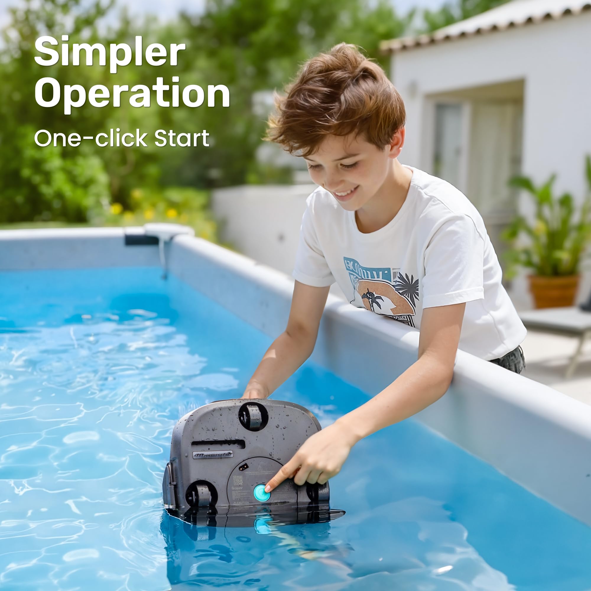 Gosvor pool cleaner features a convenient one-touch start for quick setup