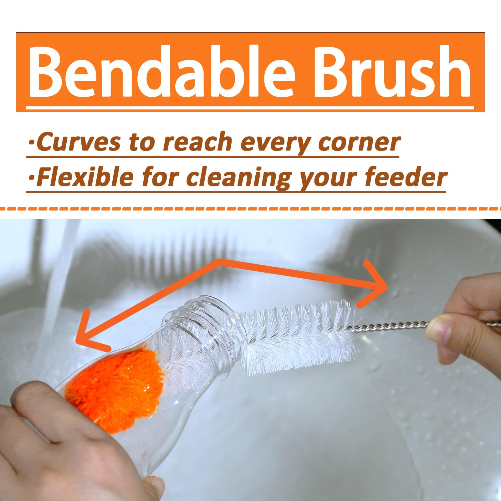 GOSYUNME soft-tip cleaning head protects delicate glass during bottle cleaning.