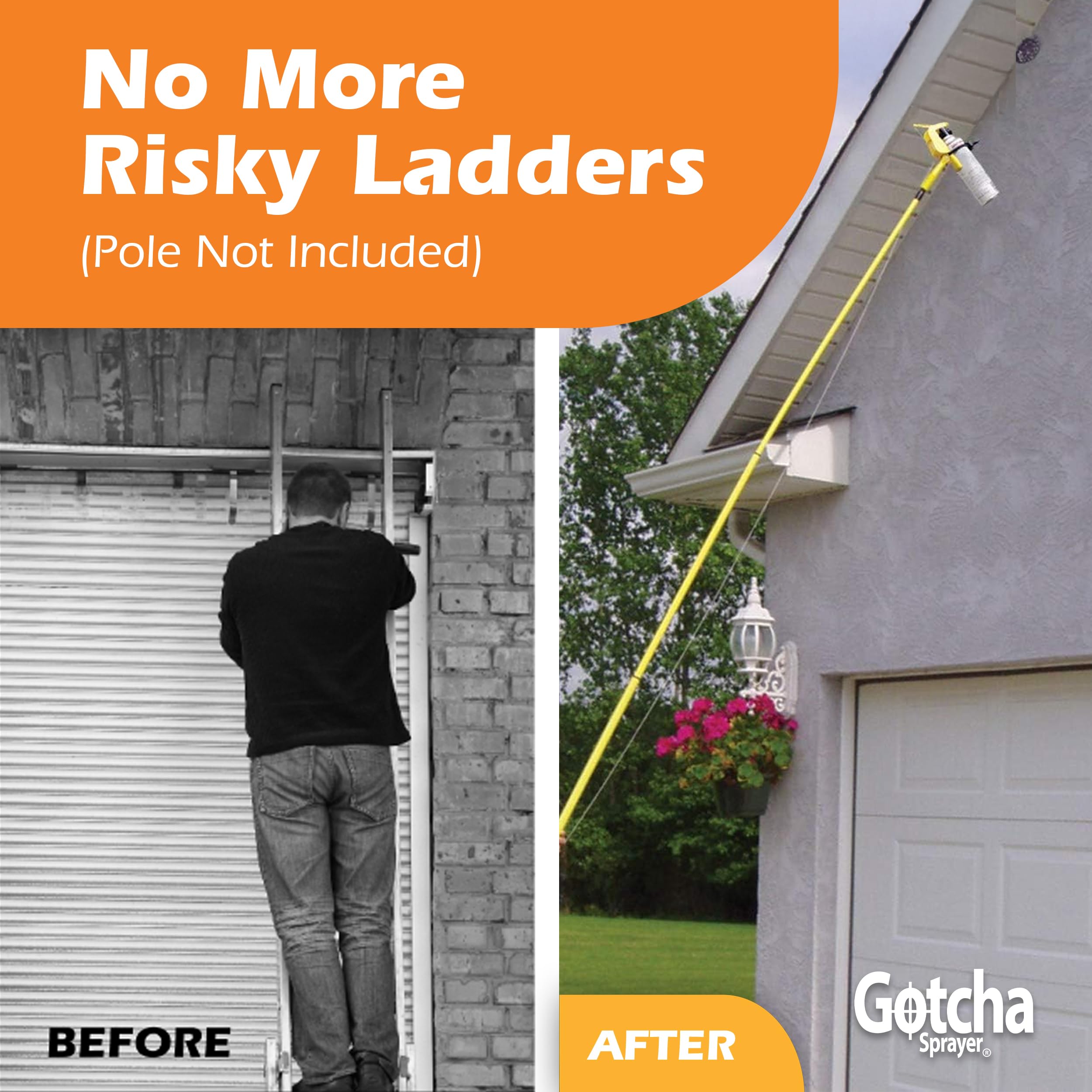 Gotcha Sprayer Pro Extension Pole Adaptor spray-bottle operation from distance.
