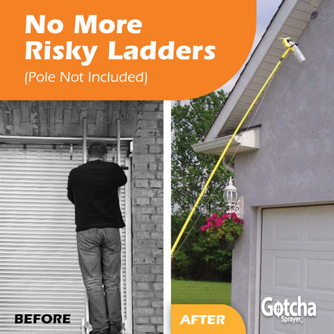 Gotcha Sprayer Pro Extension Pole Adaptor spray-bottle operation from distance.