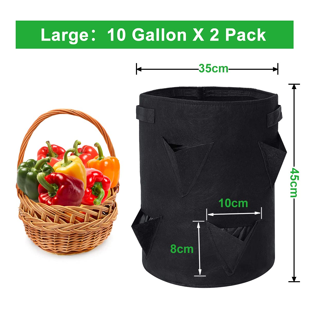 GOTGELIF eco-friendly 2-pack folds flat for compact storage.