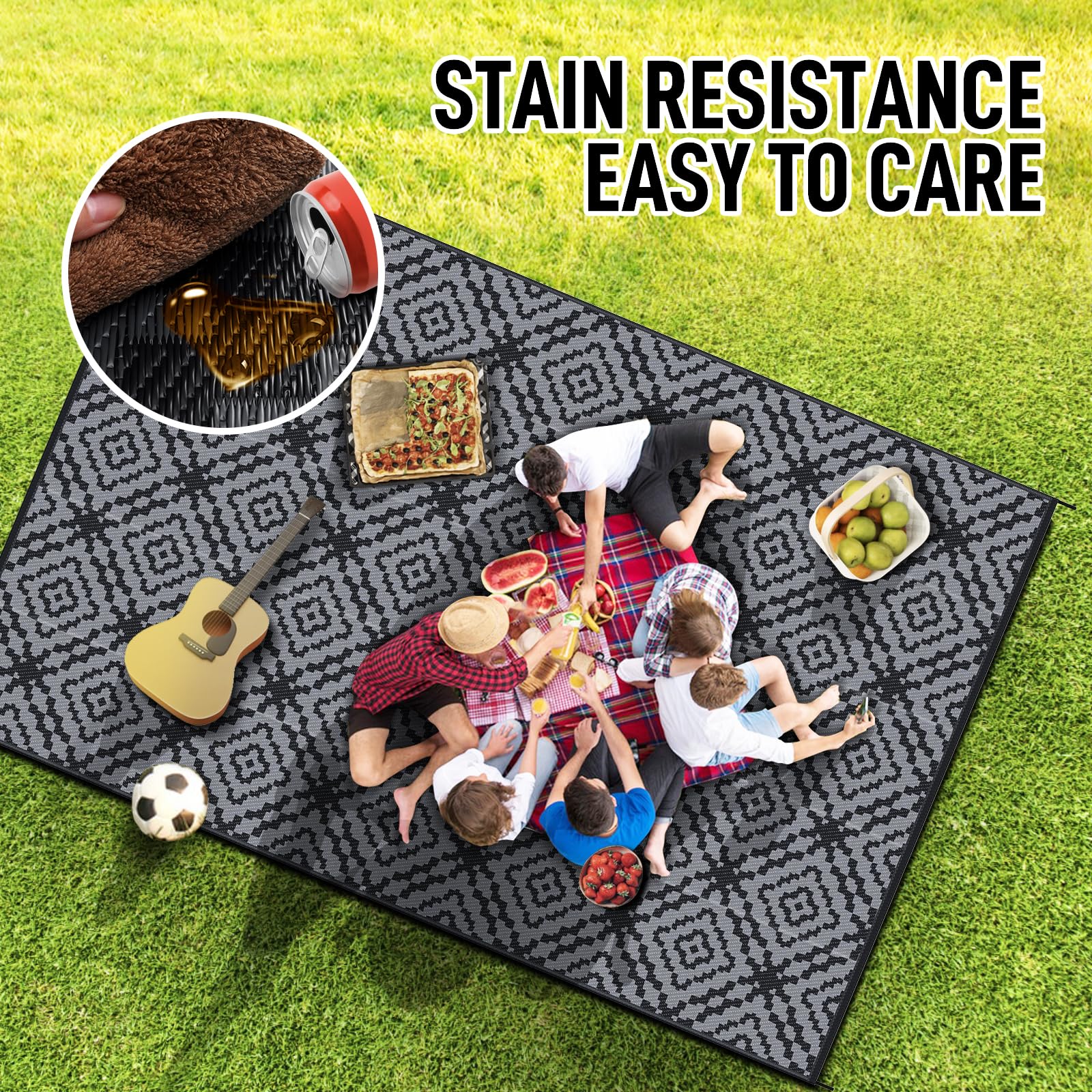 GOTGELIF waterproof rug by the poolside for spill resistance and easy cleaning