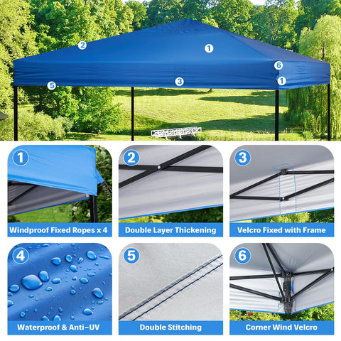 GOTRUTH 10x10 blue canopy top close-up fabric with waterproof coating.
