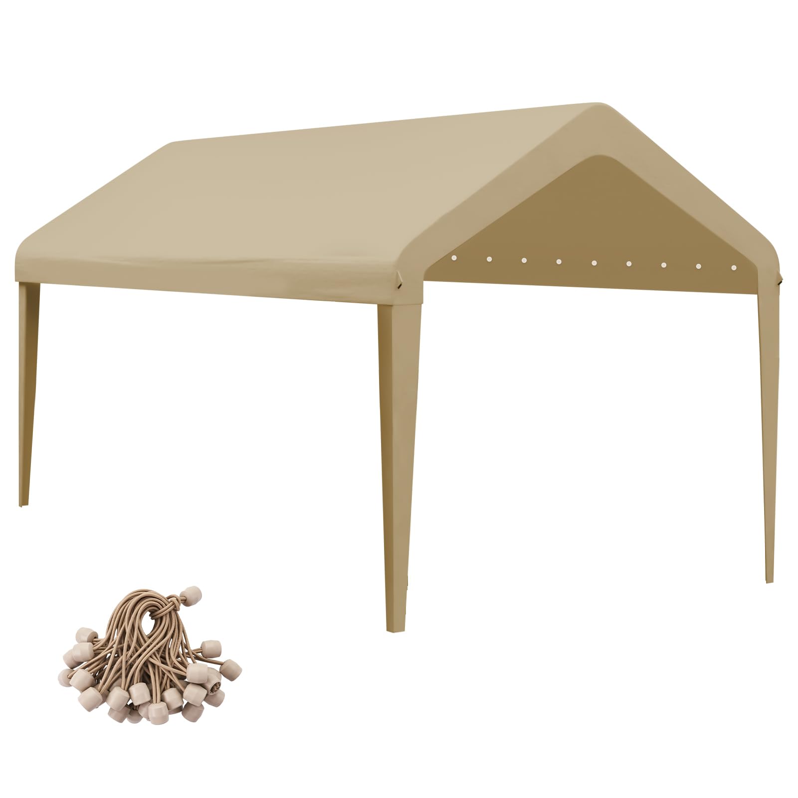 GOTRUTH 10x20 beige canopy cover protects vehicles from rain.