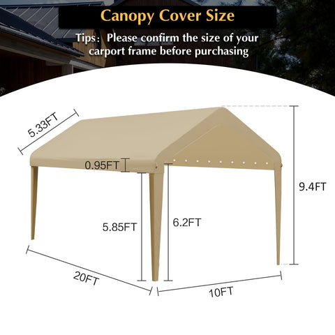 GOTRUTH beige replacement canopy for 10x20 frame with reinforced edges.