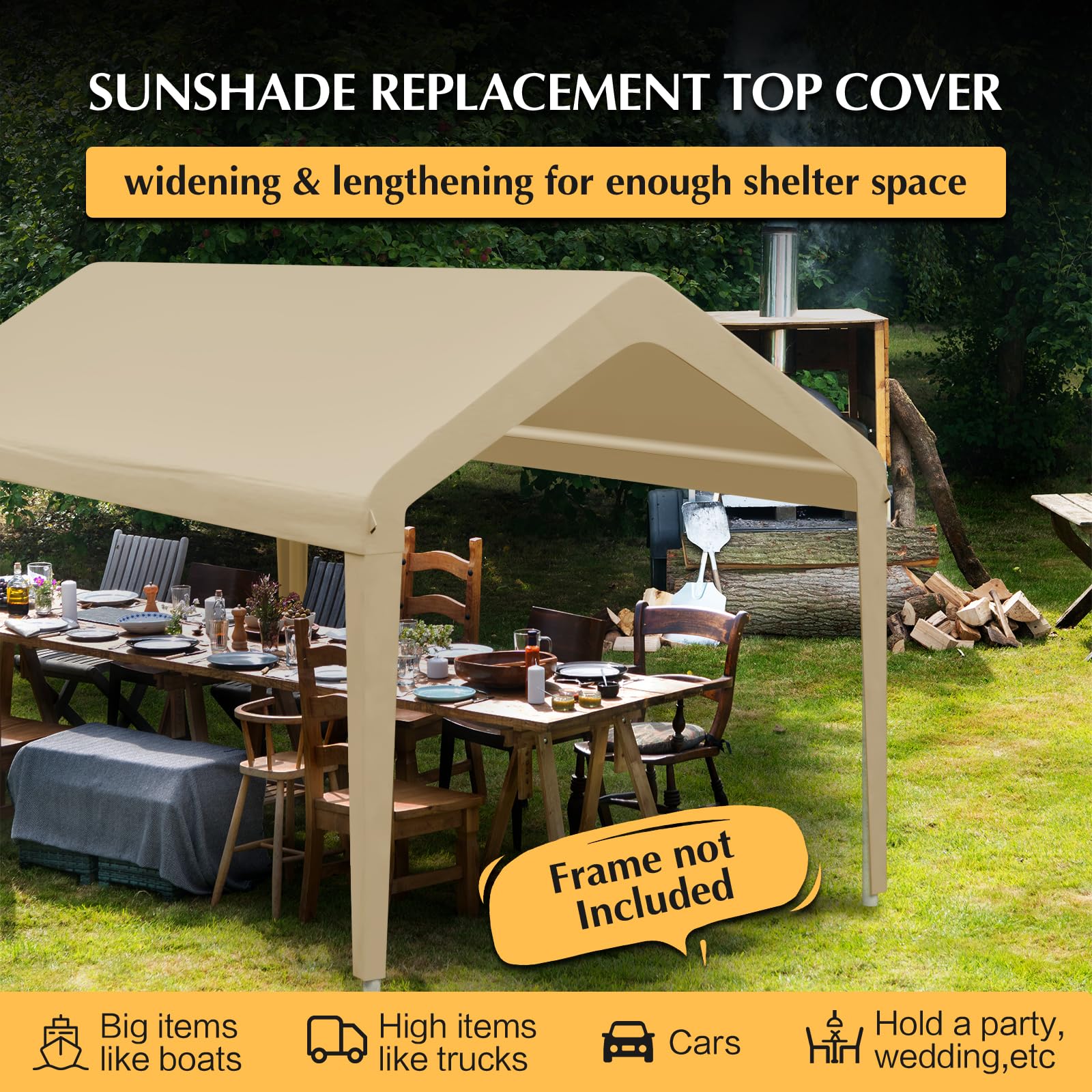 GOTRUTH easy-install canopy top fits most 10x20 frames.