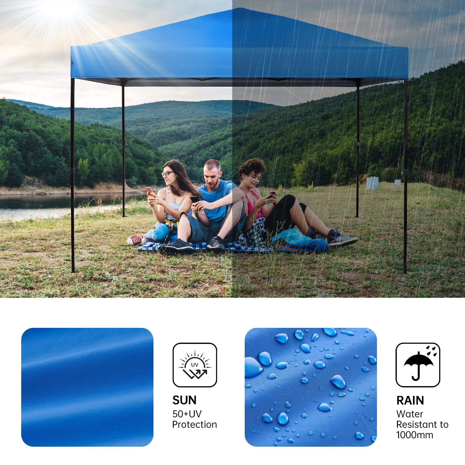 GOTRUTH pop-up canopy top enables outdoor gatherings with shade.