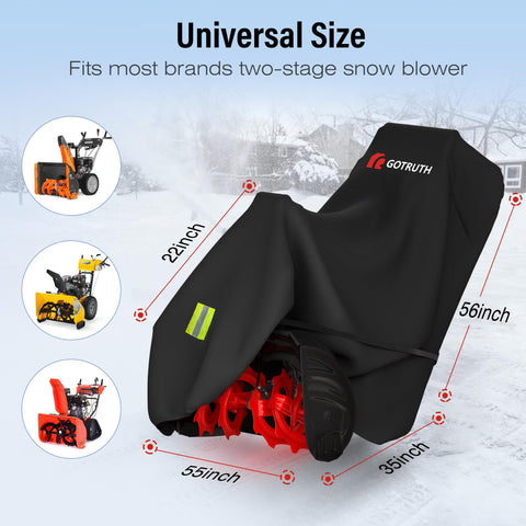 GOTRUTH snow blower cover; heavy 900D Oxford fabric shields from rain.