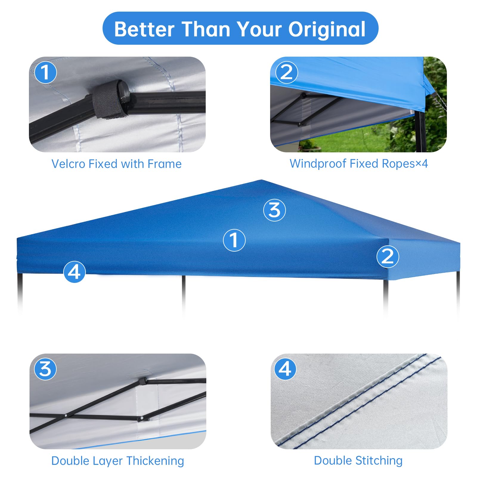 GOTRUTH waterproof 300D polyester canopy top blocks rain.