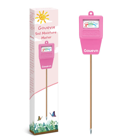 Gouevn soil moisture meter with pink dial for quick plant checks.